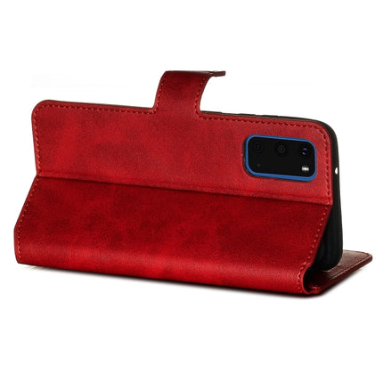 For Galaxy S20 Classic Calf Texture Magnetic Attraction Horizontal Flip Leather Case with Stand & Card Slots & Wallet Function(Red)-garmade.com