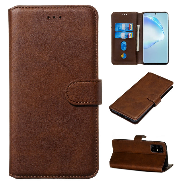 For Galaxy S20+ Classic Calf Texture Magnetic Attraction Horizontal Flip Leather Case with Stand & Card Slots & Wallet Function(Brown)-garmade.com