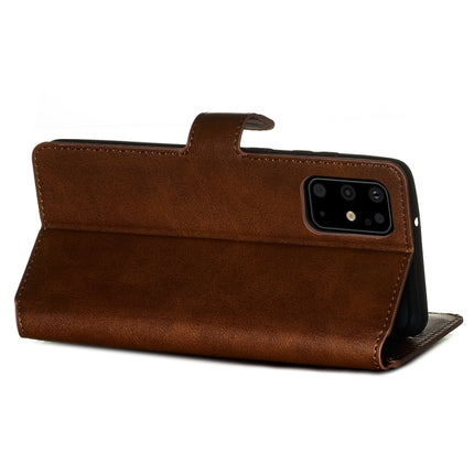 For Galaxy S20+ Classic Calf Texture Magnetic Attraction Horizontal Flip Leather Case with Stand & Card Slots & Wallet Function(Brown)-garmade.com