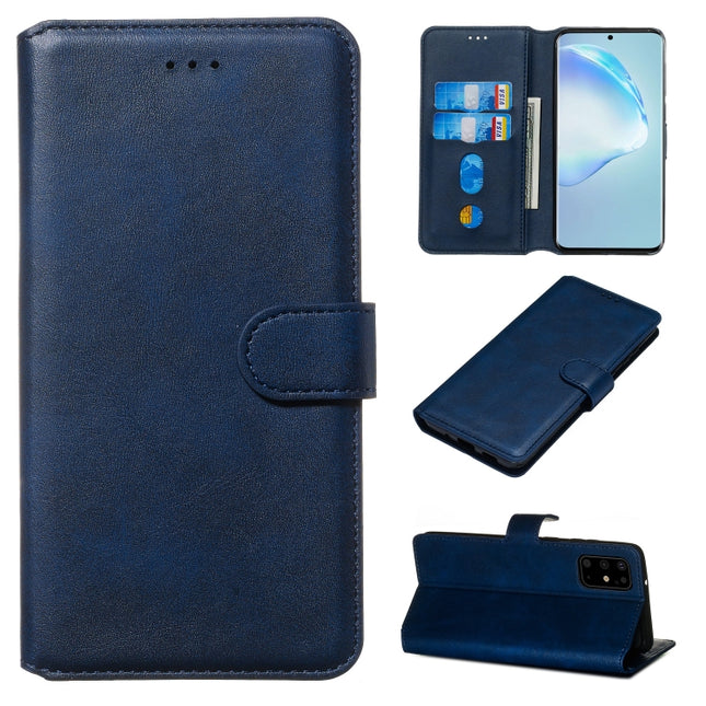 For Galaxy S20+ Classic Calf Texture Magnetic Attraction Horizontal Flip Leather Case with Stand & Card Slots & Wallet Function(Blue)-garmade.com