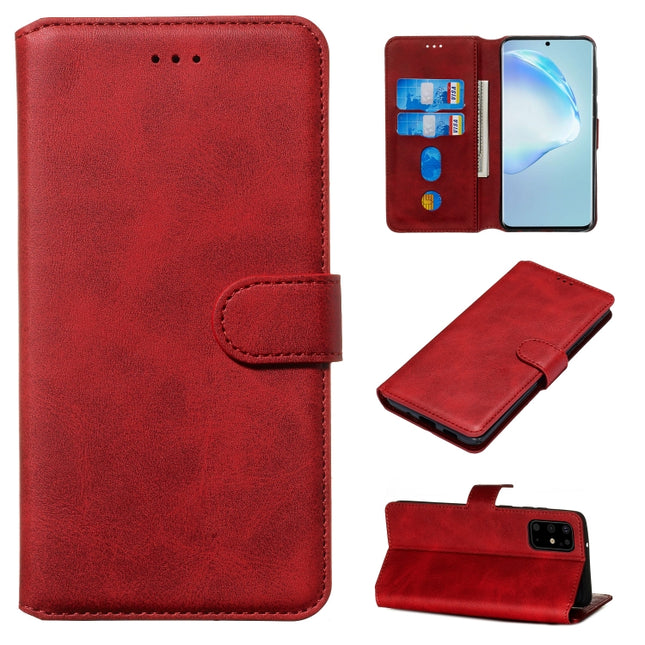 For Galaxy S20+ Classic Calf Texture Magnetic Attraction Horizontal Flip Leather Case with Stand & Card Slots & Wallet Function(Red)-garmade.com