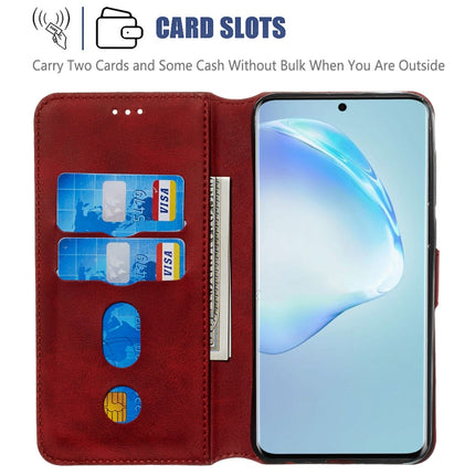 For Galaxy S20+ Classic Calf Texture Magnetic Attraction Horizontal Flip Leather Case with Stand & Card Slots & Wallet Function(Red)-garmade.com