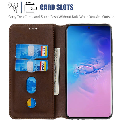 For Galaxy S20 Ultra Classic Calf Texture Magnetic Attraction Horizontal Flip Leather Case with Stand & Card Slots & Wallet Function(Brown)-garmade.com