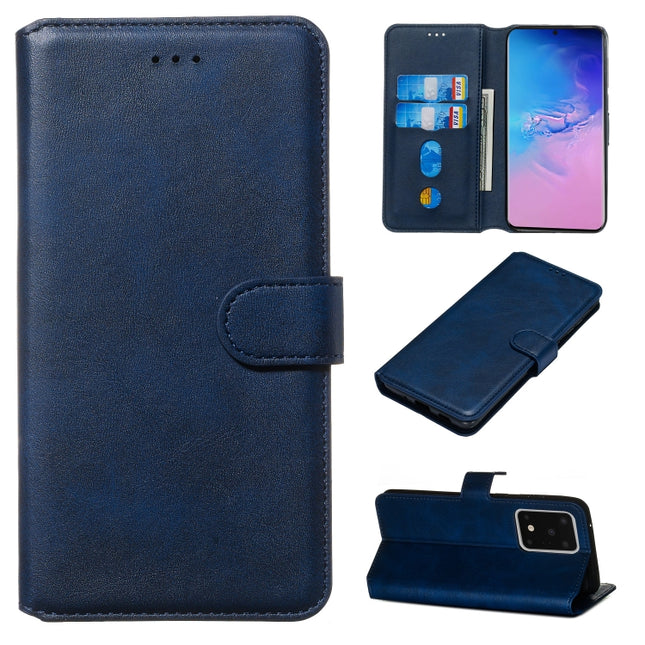 For Galaxy S20 Ultra Classic Calf Texture Magnetic Attraction Horizontal Flip Leather Case with Stand & Card Slots & Wallet Function(Blue)-garmade.com