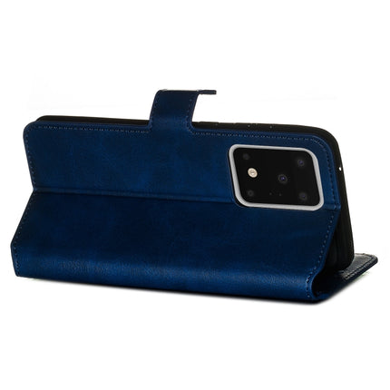 For Galaxy S20 Ultra Classic Calf Texture Magnetic Attraction Horizontal Flip Leather Case with Stand & Card Slots & Wallet Function(Blue)-garmade.com