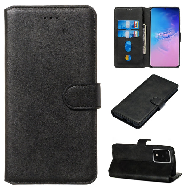 For Galaxy S20 Ultra Classic Calf Texture Magnetic Attraction Horizontal Flip Leather Case with Stand & Card Slots & Wallet Function(Black)-garmade.com