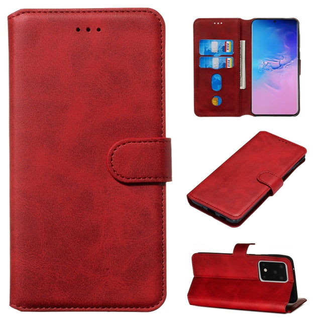 For Galaxy S20 Ultra Classic Calf Texture Magnetic Attraction Horizontal Flip Leather Case with Stand & Card Slots & Wallet Function(Red)-garmade.com