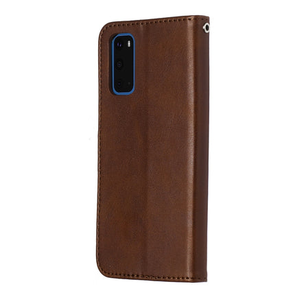 For Galaxy S20 Fashion Calf Texture Zipper Horizontal Flip Leather Case with Stand & Card Slots & Wallet Function(Brown)-garmade.com