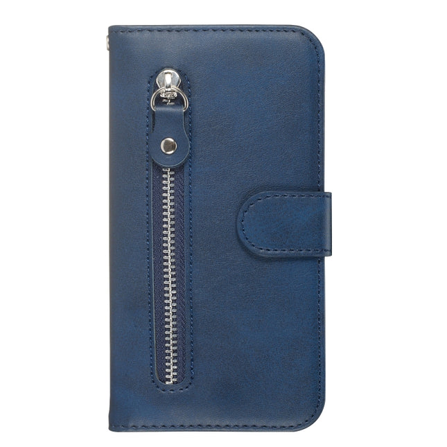 For Galaxy S20 Fashion Calf Texture Zipper Horizontal Flip Leather Case with Stand & Card Slots & Wallet Function(Blue)-garmade.com