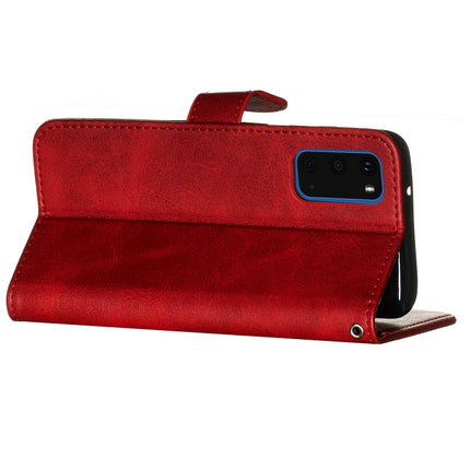 For Galaxy S20 Fashion Calf Texture Zipper Horizontal Flip Leather Case with Stand & Card Slots & Wallet Function(Red)-garmade.com