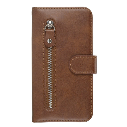 For Galaxy S20+ Fashion Calf Texture Zipper Horizontal Flip Leather Case with Stand & Card Slots & Wallet Function(Brown)-garmade.com