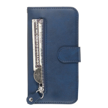 For Galaxy S20+ Fashion Calf Texture Zipper Horizontal Flip Leather Case with Stand & Card Slots & Wallet Function(Blue)-garmade.com