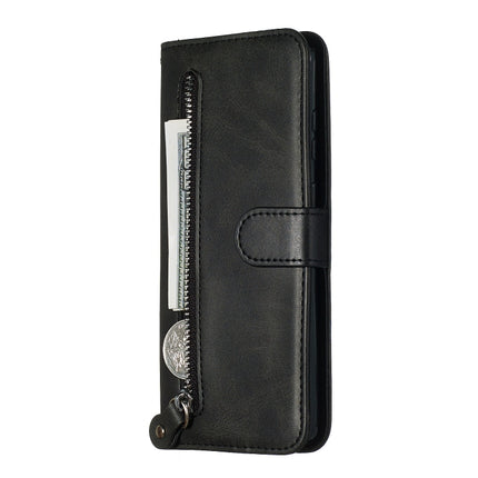 For Galaxy S20+ Fashion Calf Texture Zipper Horizontal Flip Leather Case with Stand & Card Slots & Wallet Function(Black)-garmade.com