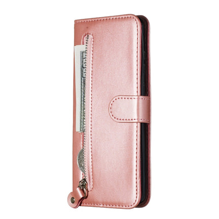 For Galaxy S20+ Fashion Calf Texture Zipper Horizontal Flip Leather Case with Stand & Card Slots & Wallet Function(Rose Gold)-garmade.com