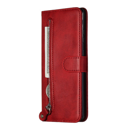 For Galaxy S20 Ultra Fashion Calf Texture Zipper Horizontal Flip Leather Case with Stand & Card Slots & Wallet Function(Red)-garmade.com
