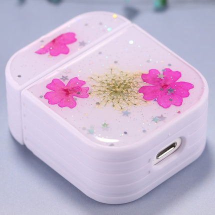 For AirPods 1 / 2 Beautiful Ladies Flowers Pattern Wireless Earphone Protective Case(Rose Red)-garmade.com