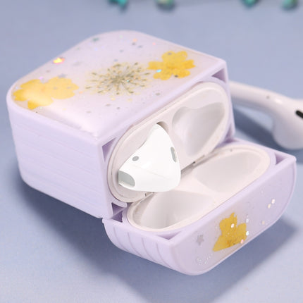 For AirPods 1 / 2 Beautiful Ladies Flowers Pattern Wireless Earphone Protective Case(Yellow)-garmade.com