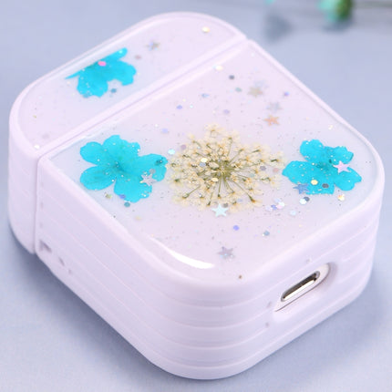 For AirPods 1 / 2 Beautiful Ladies Flowers Pattern Wireless Earphone Protective Case(Blue)-garmade.com