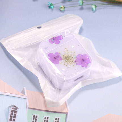 For AirPods 1 / 2 Beautiful Ladies Flowers Pattern Wireless Earphone Protective Case(Purple)-garmade.com