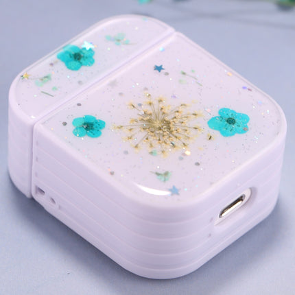 For AirPods 1 / 2 Gypsophila Flowers Pattern Wireless Earphone Protective Case(Blue)-garmade.com