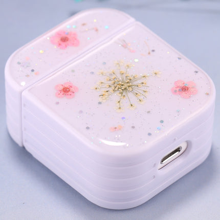 For AirPods 1 / 2 Gypsophila Flowers Pattern Wireless Earphone Protective Case(Pink)-garmade.com