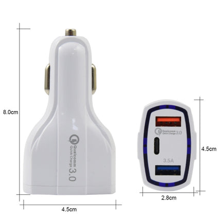 308 3 in 1 Cigarette Lighter Conversion Plug Multi-function USB Car Fast Charger(Black)-garmade.com