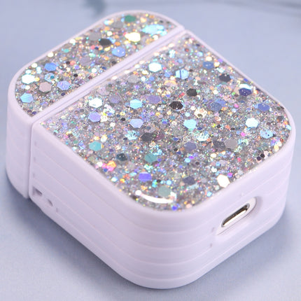 For AirPods 1 / 2 Glitter Sequins Wireless Earphone Protective Case(White)-garmade.com