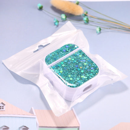 For AirPods 1 / 2 Glitter Sequins Wireless Earphone Protective Case(Lake Blue)-garmade.com