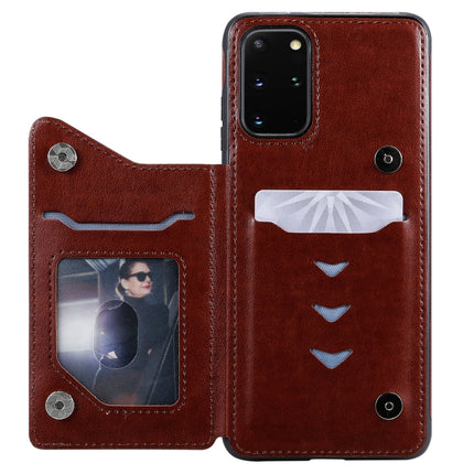 For Galaxy S20 Plus Cat Bee Embossing Pattern Shockproof Protective Case with Card Slots & Photo Frame(Brown)-garmade.com