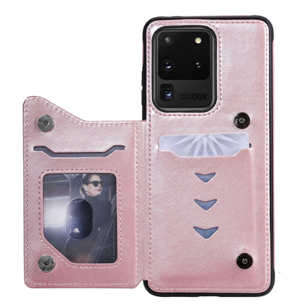 For Galaxy S20 Ultra Cat Bee Embossing Pattern Shockproof Protective Case with Card Slots & Photo Frame(Rose Gold)-garmade.com
