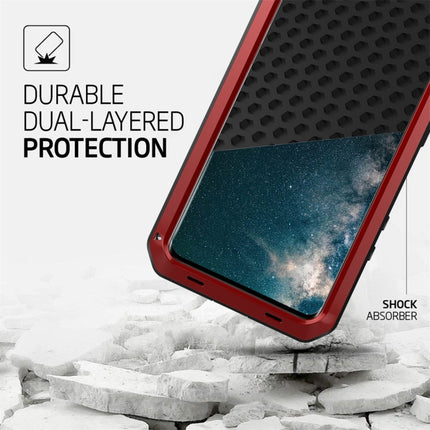 For Galaxy S20+ Shockproof Life Waterproof Silicone + Zinc Alloy Protective Case(Red)-garmade.com