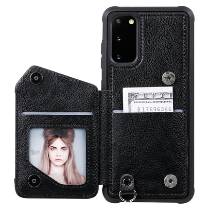 For Galaxy S20 Zipper Double Buckle Shockproof Protective Case with Stand & Photo Holder & Wallet Function(Black)-garmade.com