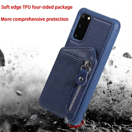 For Galaxy S20 Zipper Double Buckle Shockproof Protective Case with Stand & Photo Holder & Wallet Function(Black)-garmade.com