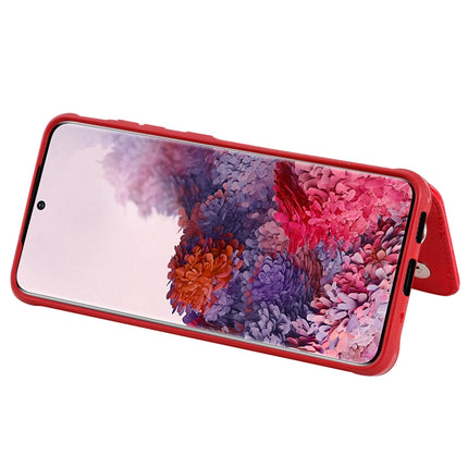 For Galaxy S20 Zipper Double Buckle Shockproof Protective Case with Stand & Photo Holder & Wallet Function(Red)-garmade.com