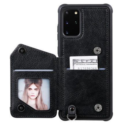 For Galaxy S20+ Zipper Double Buckle Shockproof Protective Case with Stand & Photo Holder & Wallet Function(Black)-garmade.com