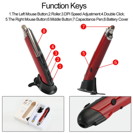 PR-08 Multifunctional Wireless Bluetooth Pen Mouse Capacitive Pen Mouse(Red)-garmade.com