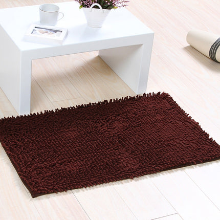 Chenille Non Slip Shaggy Soft Water Absorption Bedroom Bathroom kitchen Carpet Mat, Size:50 x 80cm(Coffee)-garmade.com