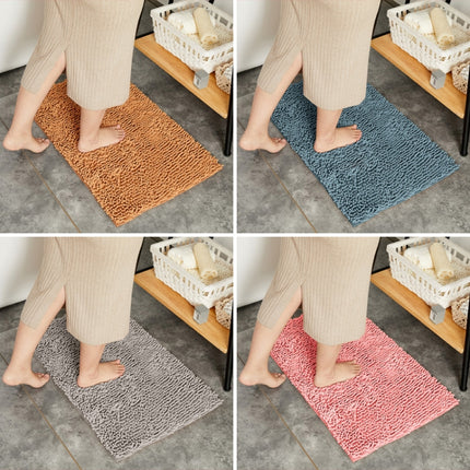 Chenille Non Slip Shaggy Soft Water Absorption Bedroom Bathroom kitchen Carpet Mat, Size:50 x 80cm(Coffee)-garmade.com