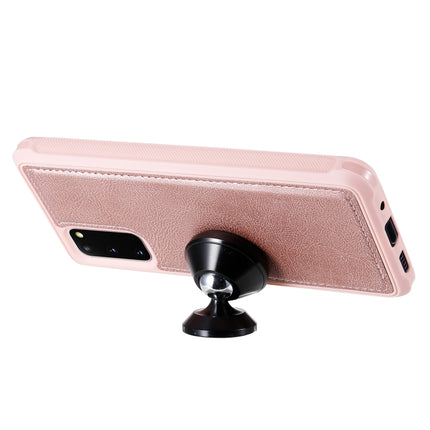 For Galaxy S20 2 in 1 Solid Color Zipper Shockproof Protective Case with Card Slots & Bracket & Photo Holder & Wallet Function(Rose Gold)-garmade.com
