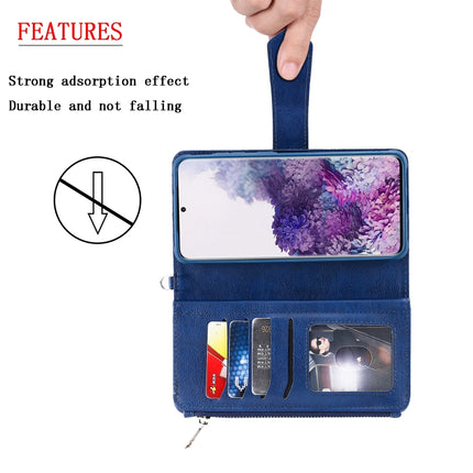 For Galaxy S20+ 2 in 1 Solid Color Zipper Shockproof Protective Case with Card Slots & Bracket & Photo Holder & Wallet Function(Purple)-garmade.com
