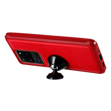 For Galaxy S20 Ultra 2 in 1 Solid Color Zipper Shockproof Protective Case with Card Slots & Bracket & Photo Holder & Wallet Function(Red)-garmade.com
