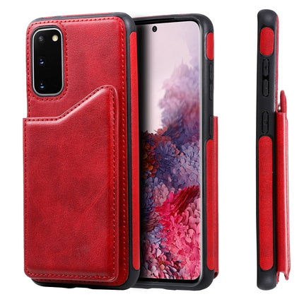 For Galaxy S20 Calf Texture Horizontal Flip Leather Case with Holder & Card Slots & Frame(Red)-garmade.com