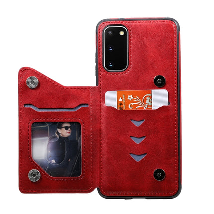 For Galaxy S20 Calf Texture Horizontal Flip Leather Case with Holder & Card Slots & Frame(Red)-garmade.com