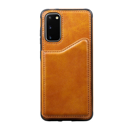 For Galaxy S20 Calf Texture Horizontal Flip Leather Case with Holder & Card Slots & Frame(Brown)-garmade.com