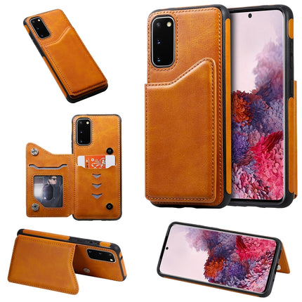 For Galaxy S20 Calf Texture Horizontal Flip Leather Case with Holder & Card Slots & Frame(Brown)-garmade.com