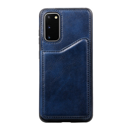 For Galaxy S20 Calf Texture Horizontal Flip Leather Case with Holder & Card Slots & Frame(Blue)-garmade.com