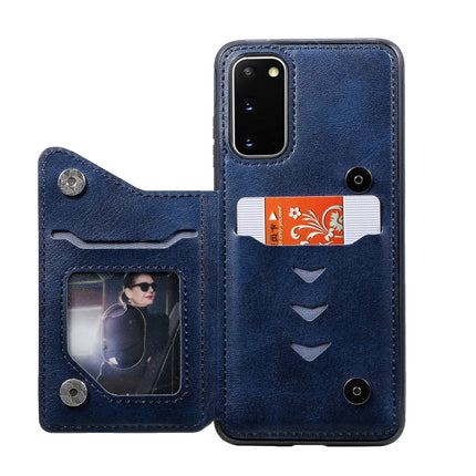 For Galaxy S20 Calf Texture Horizontal Flip Leather Case with Holder & Card Slots & Frame(Blue)-garmade.com