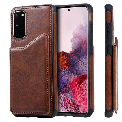 For Galaxy S20 Calf Texture Horizontal Flip Leather Case with Holder & Card Slots & Frame(Coffee)-garmade.com