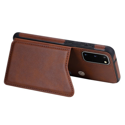 For Galaxy S20 Calf Texture Horizontal Flip Leather Case with Holder & Card Slots & Frame(Coffee)-garmade.com