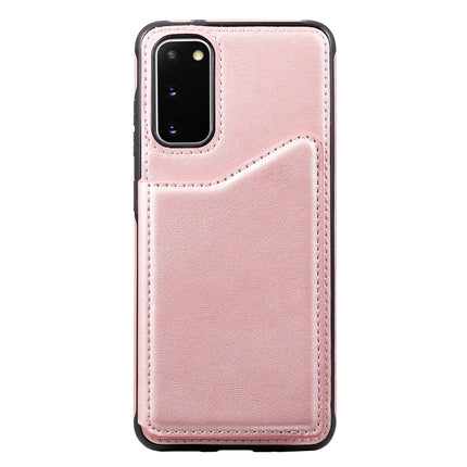 For Galaxy S20 Calf Texture Horizontal Flip Leather Case with Holder & Card Slots & Frame(Rose Gold)-garmade.com